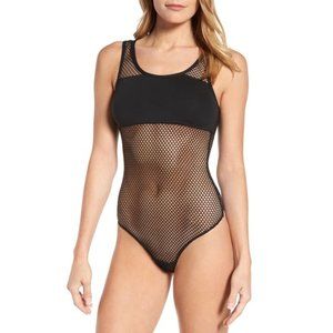 NWOT Good American Mixed Fishnet Tube Bodysuit
